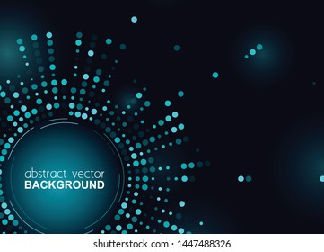 Glowing halftone dots circle shiny blue design for club, party, show invitation. Abstract neon lights background for your design. Vector Illustration