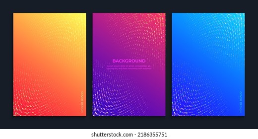 Glowing halftone dots circles shiny on gradient background