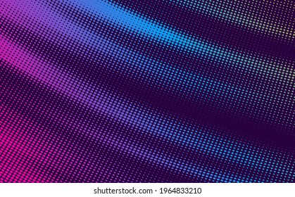 Glowing halftone neon background. Vibrant abstract vector design with blue and violet dots.