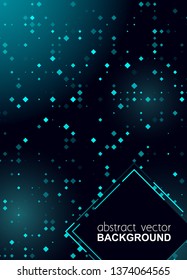 Glowing halftone rhombus shiny blue design for club, party, show invitation. Abstract neon lights background for your design. Vector Illustration