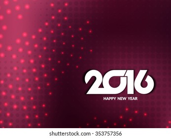 Glowing happy new year 2016 greeting card design