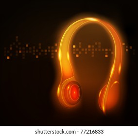 Glowing headphone, vector illustration