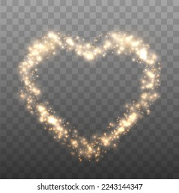 Glowing Heart. Glitter heart shape with Shine Particles.