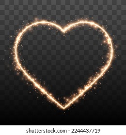 Glowing Heart. Glitter heart shape with Shine Particles.
