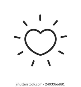 Glühendes Herzsymbol - Lineares Vektorbild für Radiant Love Symbol.