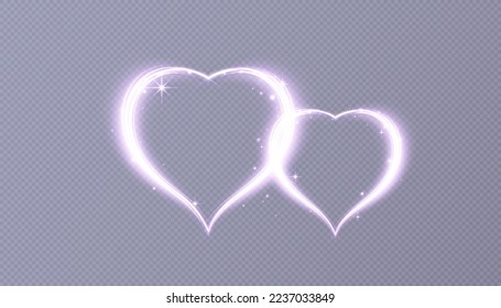 Glowing heart isolated on transparent background. Neon heart for holiday cards, banners, invitations	