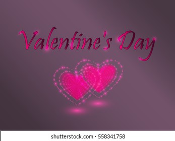 Glowing heart on a color background. Valentine's Celebration.