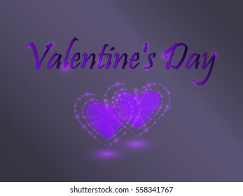 Glowing heart on a color background. Valentine's Celebration.