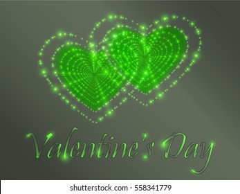 Glowing heart on a color background. Valentine's Celebration.