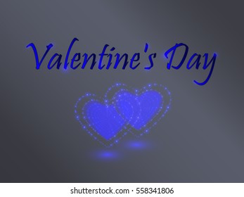 Glowing heart on a color background. Valentine's Celebration.