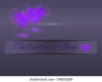 Glowing heart on a color background. Valentine's Celebration.