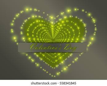 Glowing heart on a color background. Valentine's Celebration.