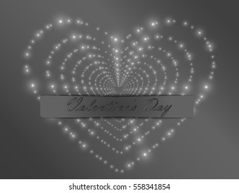 Glowing heart on a color background. Valentine's Celebration.