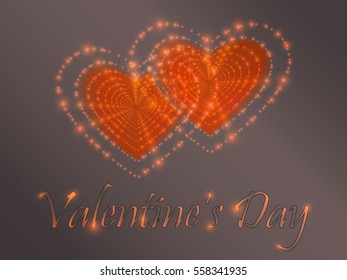 Glowing heart on a color background. Valentine's Celebration.