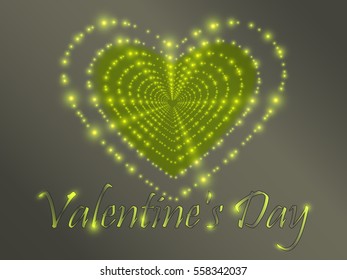 Glowing heart on a color background. Valentine's Celebration.