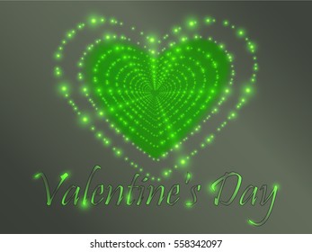 Glowing heart on a color background. Valentine's Celebration.