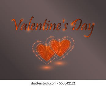 Glowing heart on a color background. Valentine's Celebration.