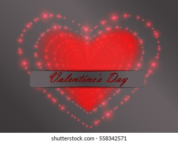 Glowing heart on a color background. Valentine's Celebration.
