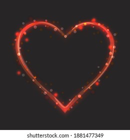 Glowing heart on a dark background. Cartoon style. Vector illustration. Gradient object.