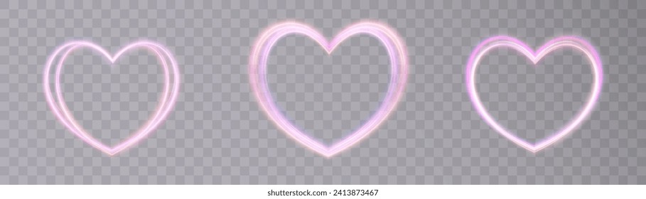 Glowing heart, purple glowing heart. Glowing heart. Modern heart design.