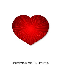 Glowing heart with the rays of light. Isolated on white background. Valentine’s day vector illustration. Love story symbol. Easy to edit design template for your artworks.