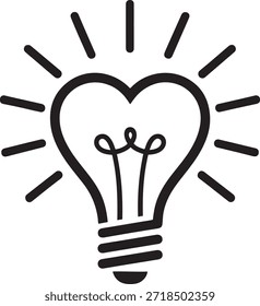 Glowing Heart Shaped Bulb Icon