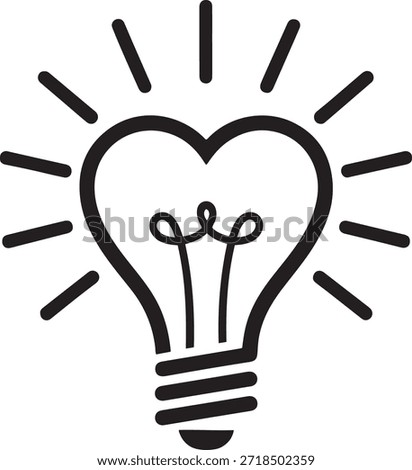 Glowing Heart Shaped Bulb Icon