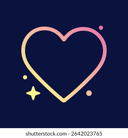 Glowing Heart with Sparkles on Blue. Icon symbol illustration