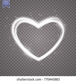 Glowing heart. Transparent background. 