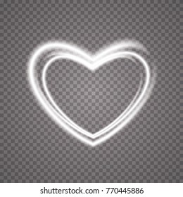 Glowing Heart. Transparent Background. 