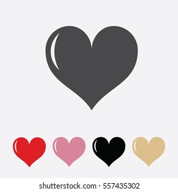 Glowing heart vector icon in different colors