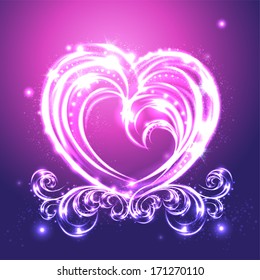 Glowing heart. Vector illustration. 