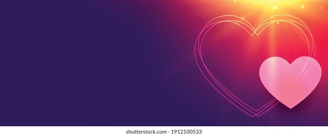 glowing hearts banner for valentines day
