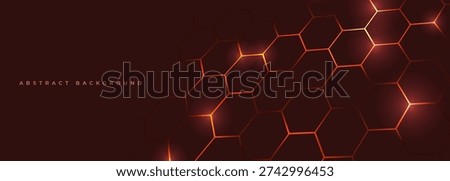 Glowing hexagonal network on maroon abstract background with luminous nodes, subtle sparks, circuit suggestion, futuristic tech vibe and data security atmosphere for technology themes.
