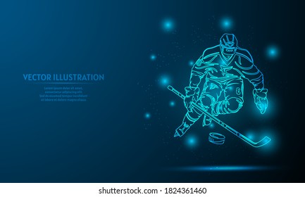 glowing hockey on a dark blue background of the space with shining stars. neon background