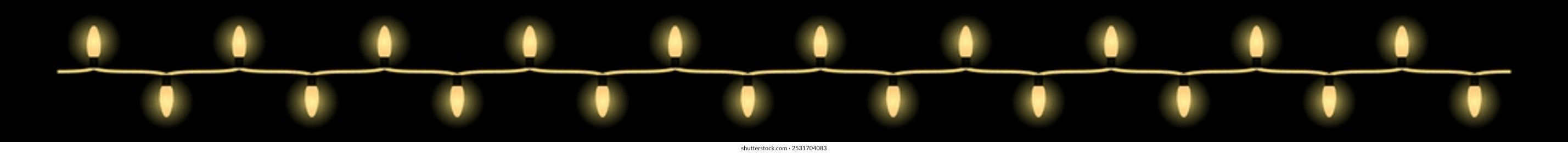 Glowing holiday garland lamps. Festive light bulbs