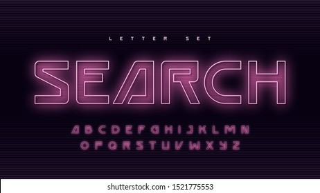 Glowing holographic uppercase letter set, vector alphabet, typography.