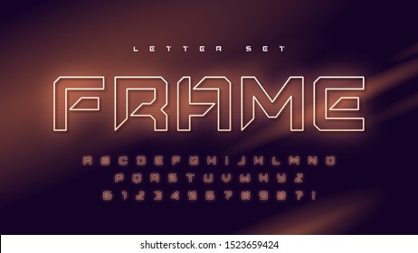 Glowing holographic uppercase letter set, vector alphabet, typography.
