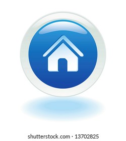 Glowing home button in Vector format