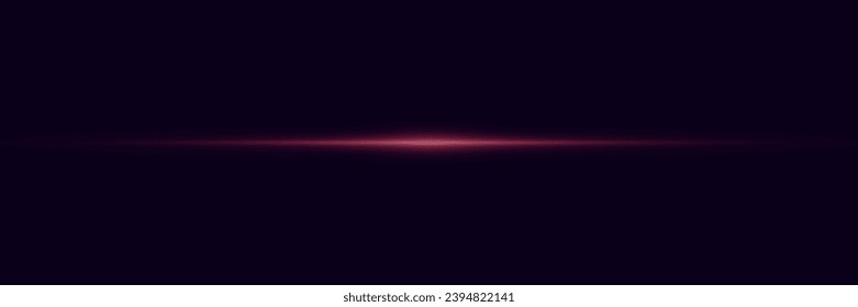 Glowing horizontal flare effect. Beam light, neon line light. Vector illustration.	