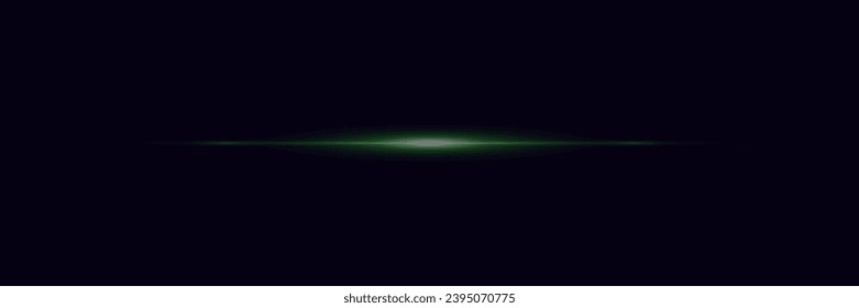 Glowing horizontal flare effect. Beam light, neon line light. Vector illustration.	