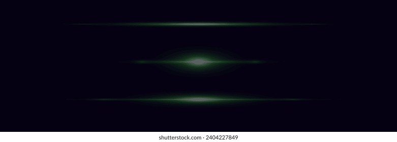 Glowing horizontal flare effect. Beam light, neon line light. Vector illustration.	
