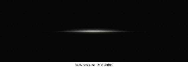 Línea Horizontal brillante con un resplandor de luz. Efecto de rayo láser de neón.
