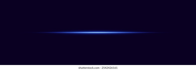 Glowing horizontal line with a glare of light. Neon laser beam effect.