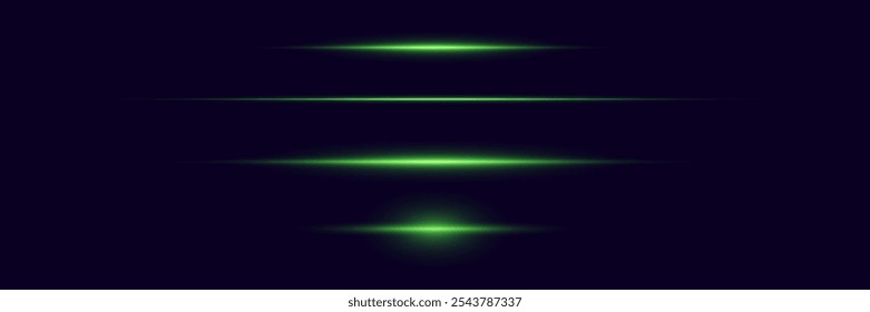 Linha horizontal brilhante com um brilho de luz. Efeito de laser de néon.