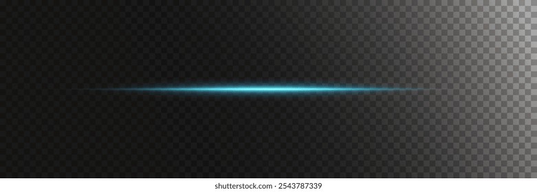 Glowing horizontal line with a glare of light. Neon laser beam effect.
