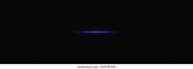Línea Horizontal brillante con un resplandor de luz. Efecto de rayo láser de neón.