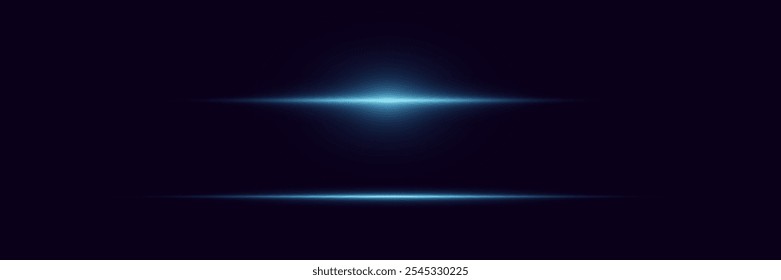 Glowing horizontal line with a glare of light. Neon laser beam effect.