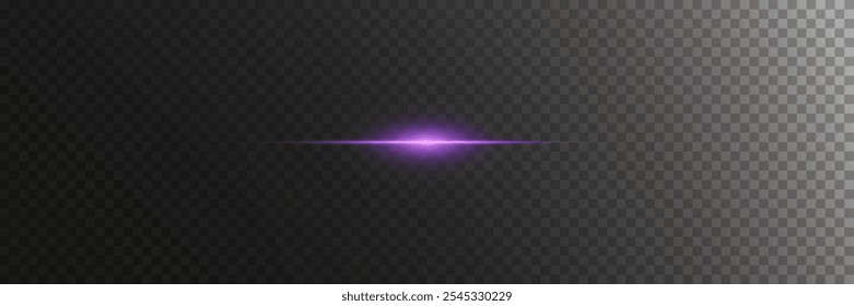 Línea Horizontal brillante con un resplandor de luz. Efecto de rayo láser de neón.