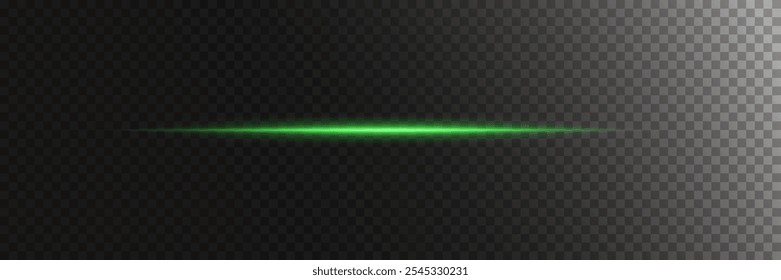 Línea Horizontal brillante con un resplandor de luz. Efecto de rayo láser de neón.